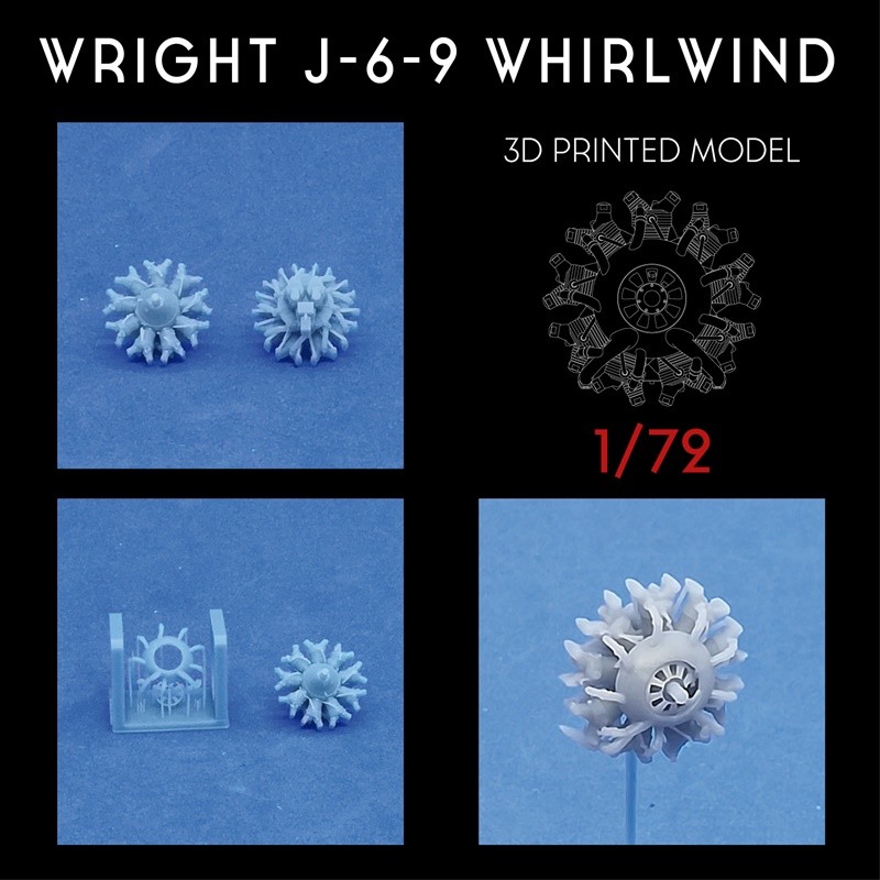 1/72 Wright J-6-9 Whirlwind (two exhaust tubes in parallel)